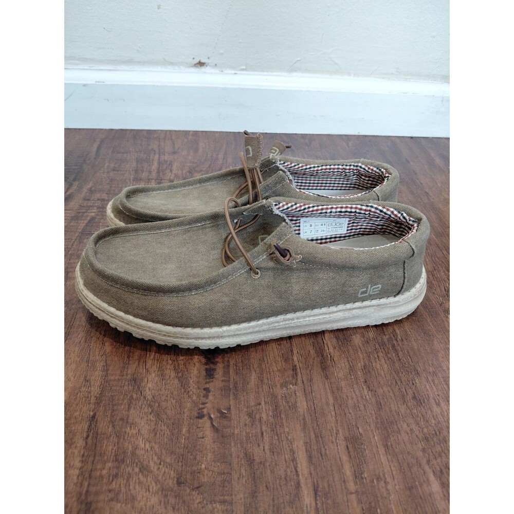 Hey Dude Wally Nut Canvas Slip on Loafer Shoes Mens Size 8